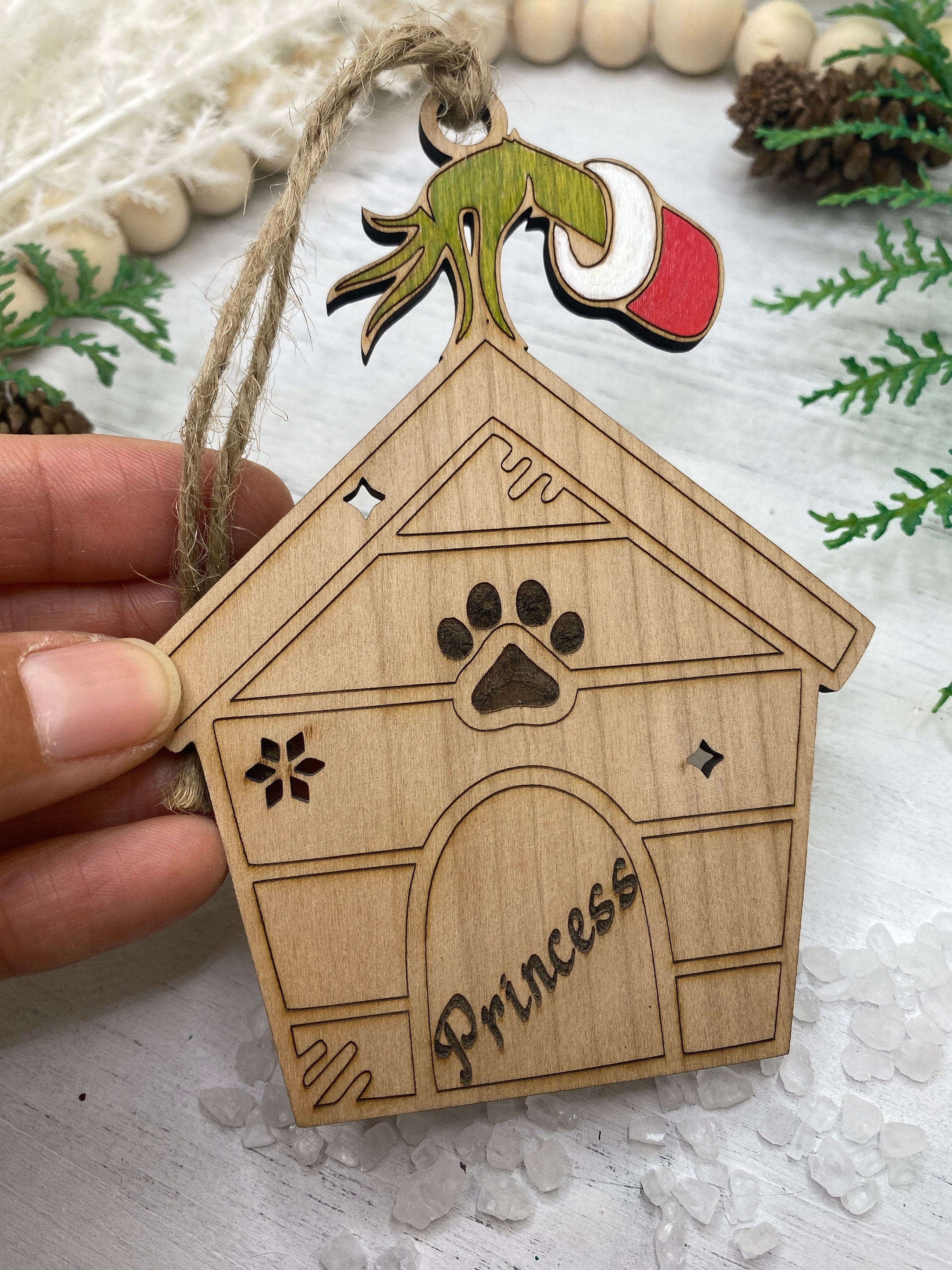 Personalized Dog Ornament, Grinch Pet Christmas Ornament, Personalized