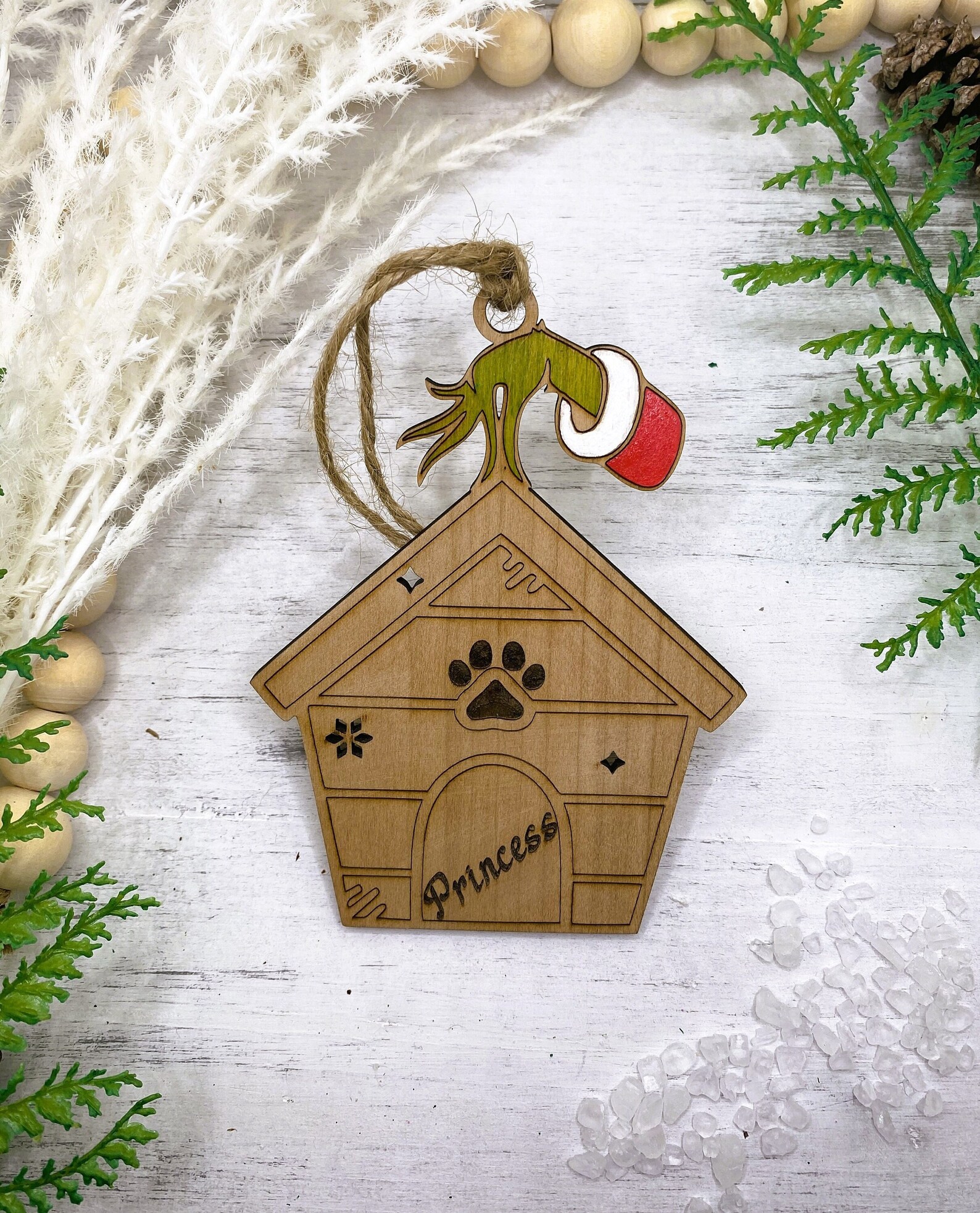 Personalized Dog Ornament, Grinch Pet Christmas Ornament, Personalized