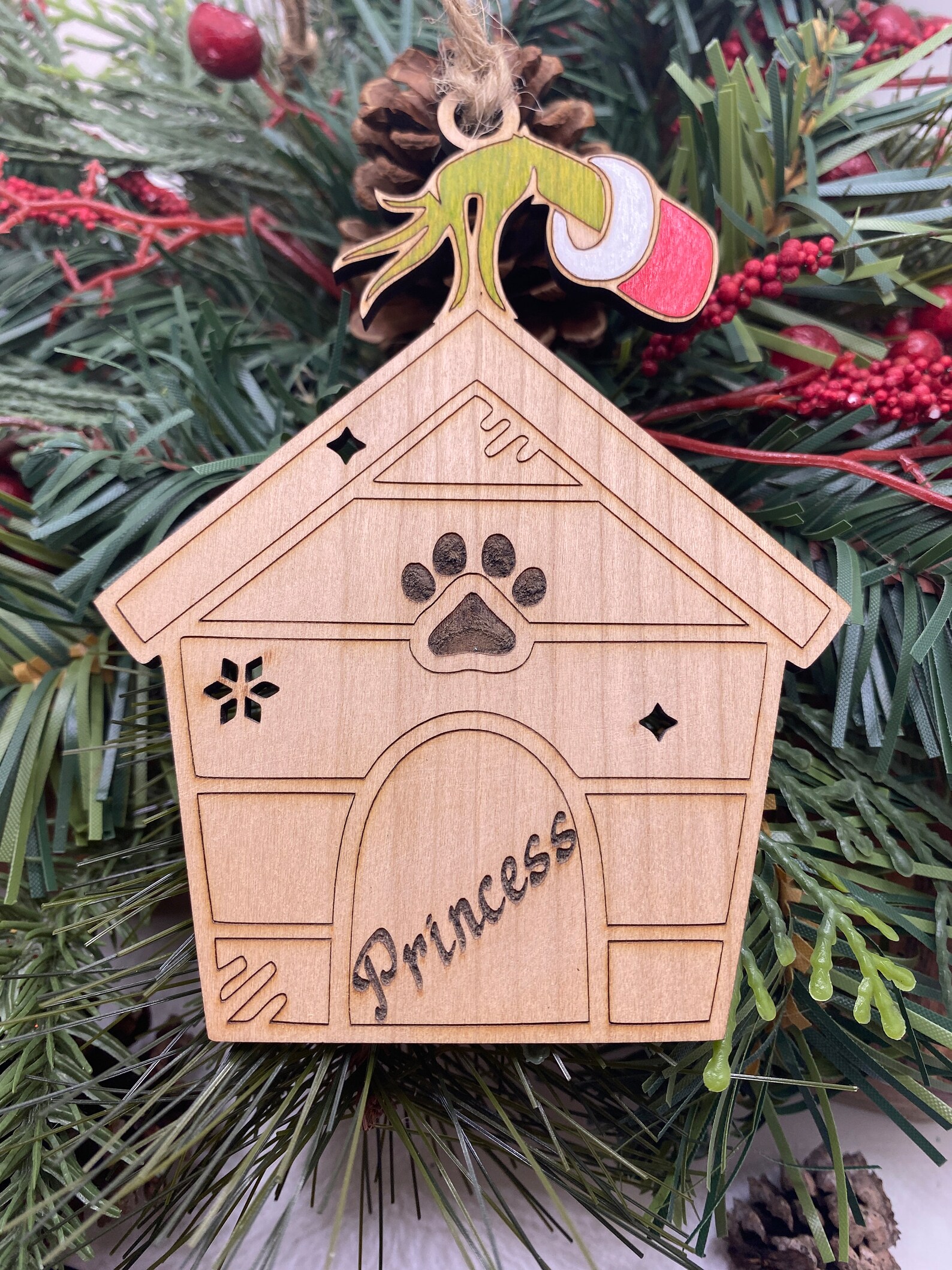 Personalized Dog Ornament, Grinch Pet Christmas Ornament, Personalized