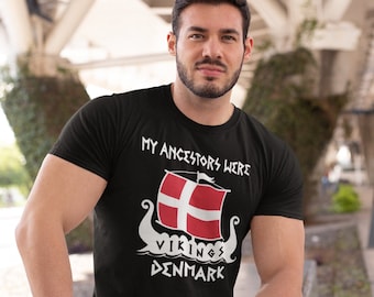 Denmark Viking Ancestry T-Shirt: Danish Flag Ship Tee