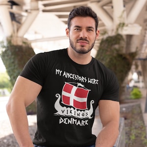 Denmark Viking Ancestry T-Shirt: Danish Flag Ship Tee