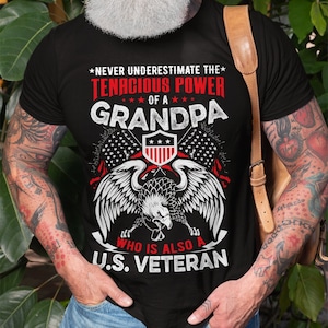 Mens Grandpa T-shirt US Veteran Shirt Grandpa Veteran Shirt USA Patriotic Gifts Grandpa Patriotic Tee Shirt Military Gifts 4th of July Shirt