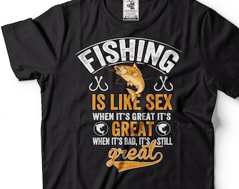 Camiseta de pesca para hombre. Camiseta "Pescar es como tener sexo". Divertida camiseta de pesca. Camiseta de chiste de pesca. Regalos para pescadores. Camisetas de pescador. Regalos divertidos para hombres.