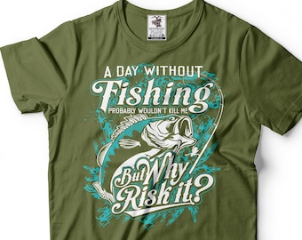 Camiseta de pesca para hombre, divertida camiseta de pesca, camiseta de un día sin pesca, camiseta de broma de pesca, regalo del Día del Padre, camiseta de pesca para Navidad y cumpleaños.