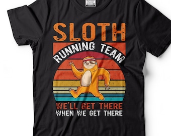 Funny Sloth Running Team T-Shirt: GYM Sport Parody Tee
