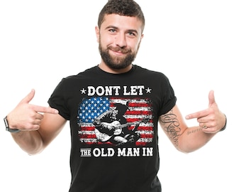 Herren Lassen Sie nicht den alten Mann in T-Shirt-T-Shirt Gitarrist Gitarre Shirts USA patriotischen T-Shirt trendige Hemden Country-Musik-Shirts für ihn Männer