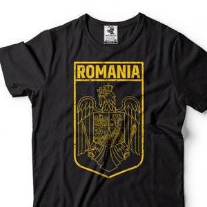 Mens Romania Patriotic Flag Shirt Romania National Flag Logo Country Tee Shirt Romania Coat Of Arms Shirt Romanian Gifts