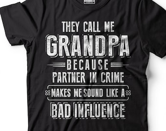 Funny Grandpa Shirt Grandpa Partner In Crime T Shirt Funny Shirt For Men Grandfather Shirt Fathers Day Gift Papa Shirt Grandpa Gift Ideas