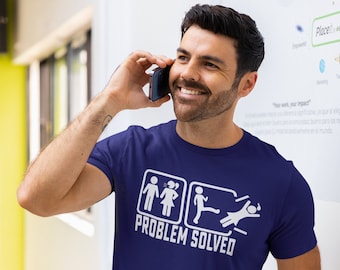Camiseta gráfica divertida para hombre con problema resuelto