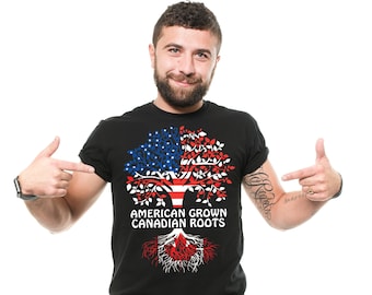 Chemise unisexe américaine cultivée avec des racines canadiennes : cadeau de la fête du Canada