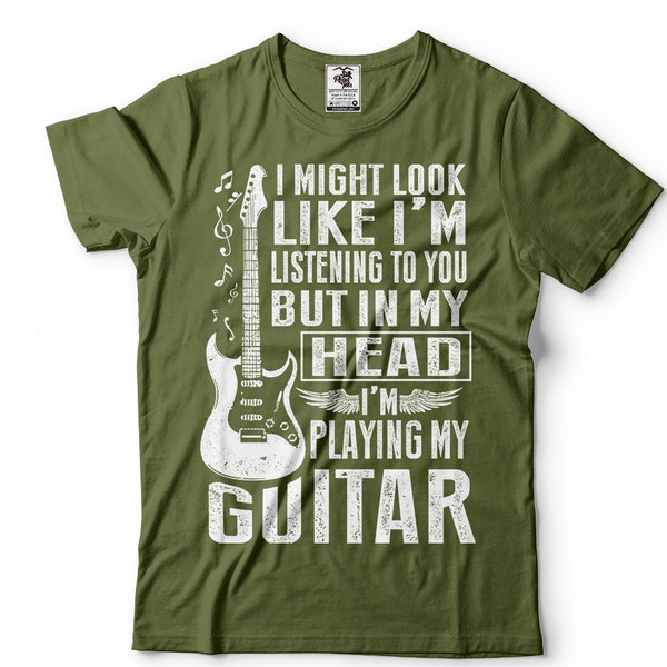 Funny Guitarist Shirt In My Head I'm Playing Guitar Shirt Guitarist Gifts Guitar Shirts Funny Saying Shirt Guitarist Birthday Gift Tee