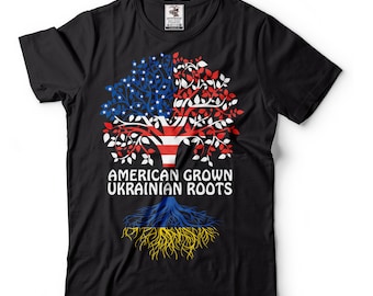 Amerikaans geteelde Oekraïense Roots Shirt Oekraïense geschenken Oekraïne USA Shirt Amerikaanse Oekraïense Shirts Oekraïne patriottische Shirt Oekraïne Tees