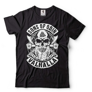 Men&#39;s Valhalla Shirt Sons Of Odin T-Shirt Viking Warrior Shirt Norse Nordic Gift Tees Norse Mythology T Shirt Viking Gift Ideas For Him