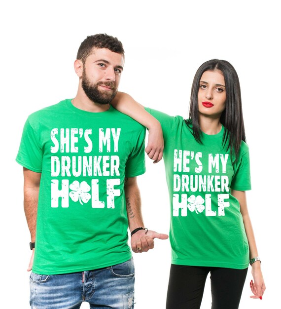 He's My Drunker Half Her Funny St Patricks Day Couple T-Shirt He's My Drunker Half Her Funny St Patricks Day Couple T-Shirt