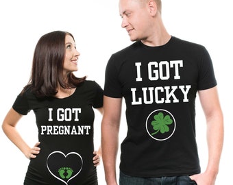 St. Patrick's Day Schwangerschafts-T-Shirt: Passendes Paar Schwangerschaftsankündigung
