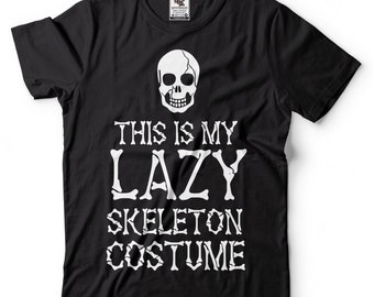 Men's Lazy Skeleton Costume Shirt - Funny Halloween Party Tee