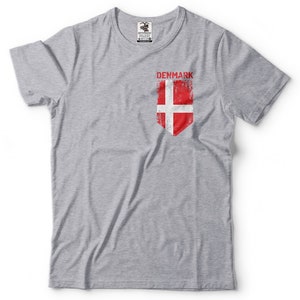 Mens Denmark Pocket Flag Shirt Danish Flag Tee Danish Patriotic Gifts Denmark Vikings Scandinavia National Tee Shirt Patriotic Gifts