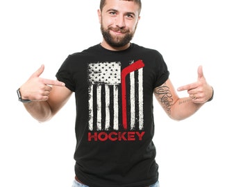 USA Flag Hockey T-Shirt: American Hockey Fan Gift