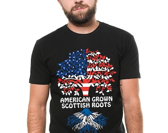 T-shirt American Grown With Scottish Roots: T-shirt met patriottische Schotse vlag