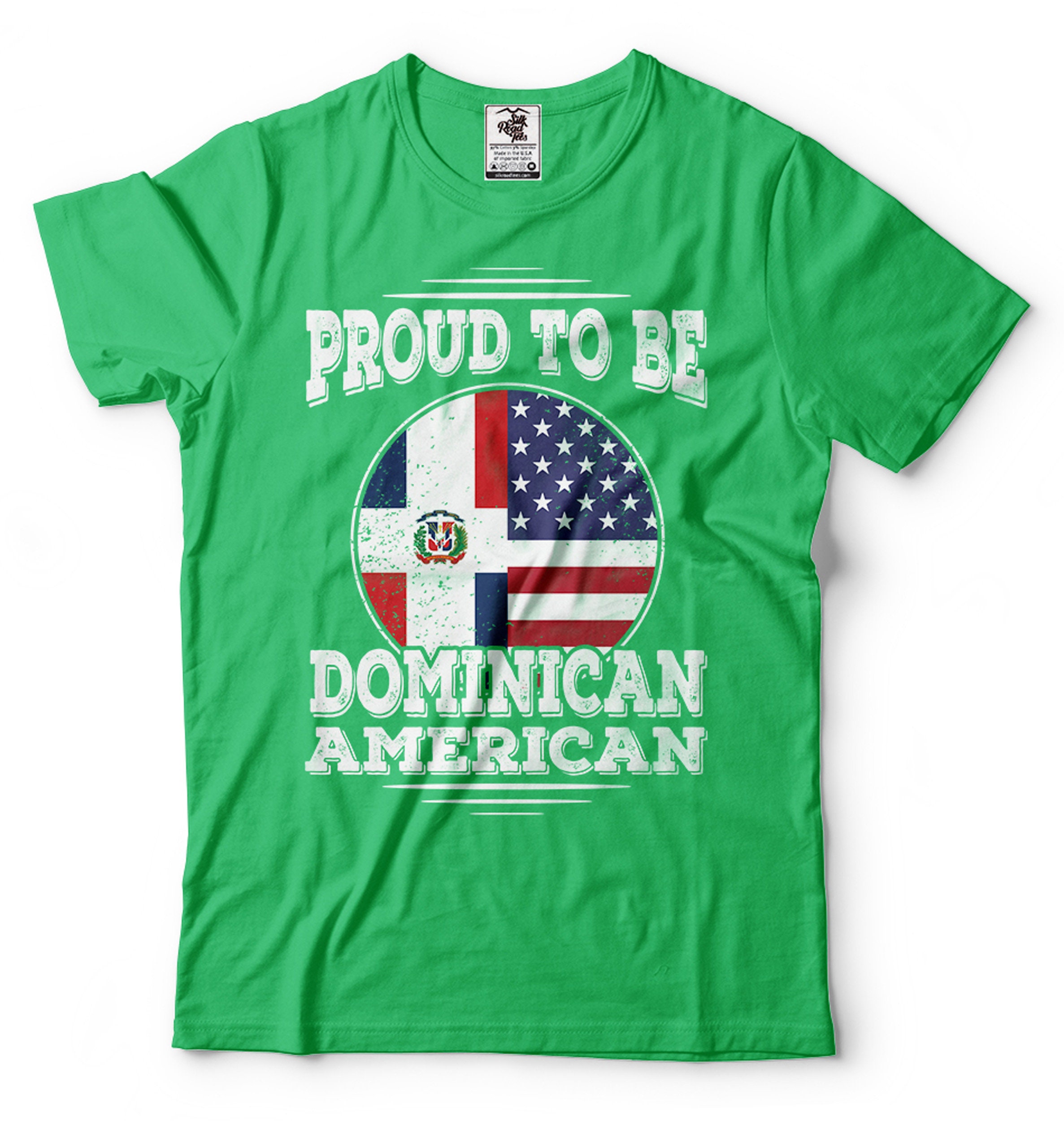 T-shirt Patriotique République Dominicaine – Drapeau National – Coton – Fait Main Aux USA – Neuf Avec étiquettes – Taille Régulière