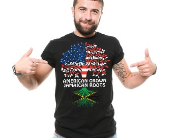 Camiseta con raíces jamaicanas y americanas: Camiseta patriótica de Jamaica y EE. UU.