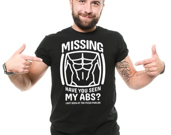 Funny 'Missing Abs' Gym T-Shirt: Bodybuilding Humor Gift