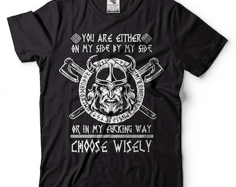 Camiseta "Estás de mi lado", camiseta de guerrero vikingo, camiseta patriótica vikinga, camiseta de mitología nórdica, camiseta de regalo vikingo para el Día del Padre