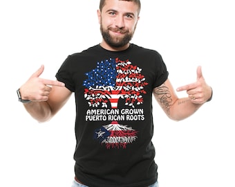 American Grown Puerto Rican Roots T-Shirt: Patriotic Gift