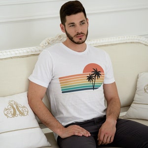 Palm Tree Paradise Retro Bella Canva Soft T-shirt
