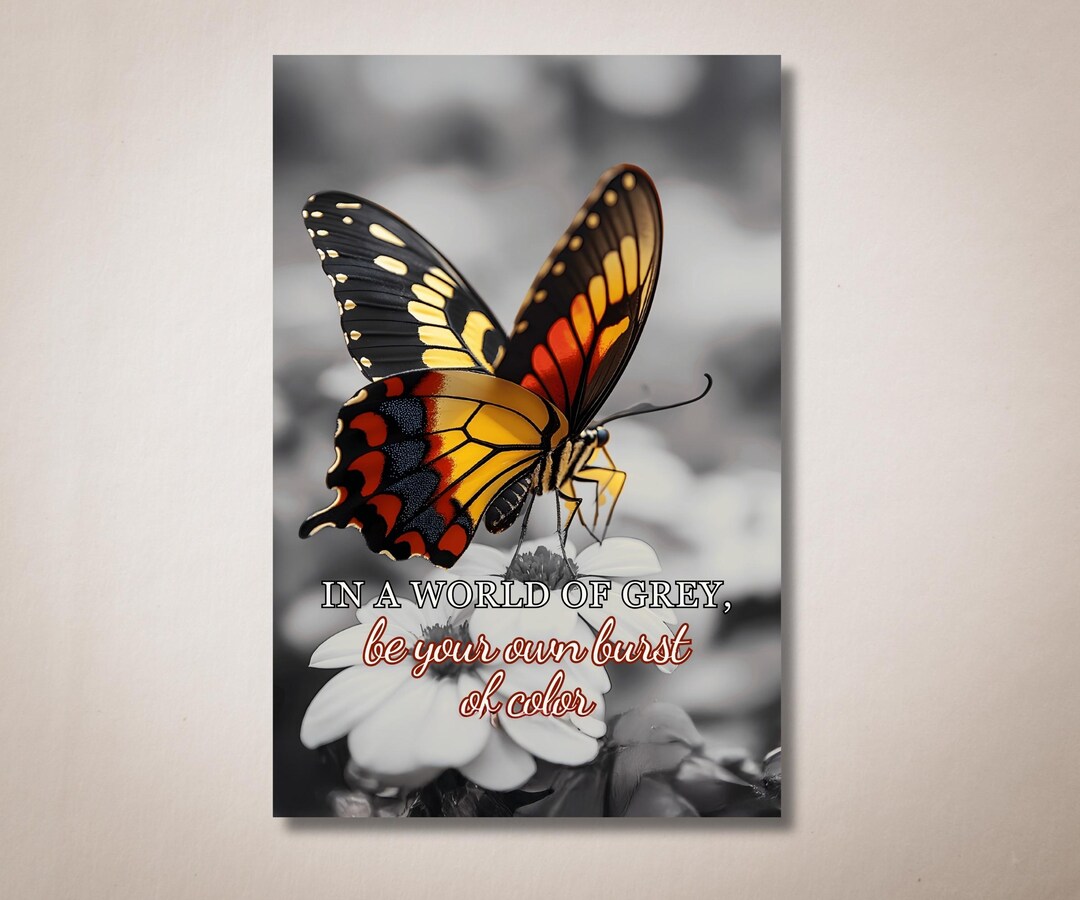 Butterfly Quote Print: Inspirational Pop of Color Wall Art (digital ...