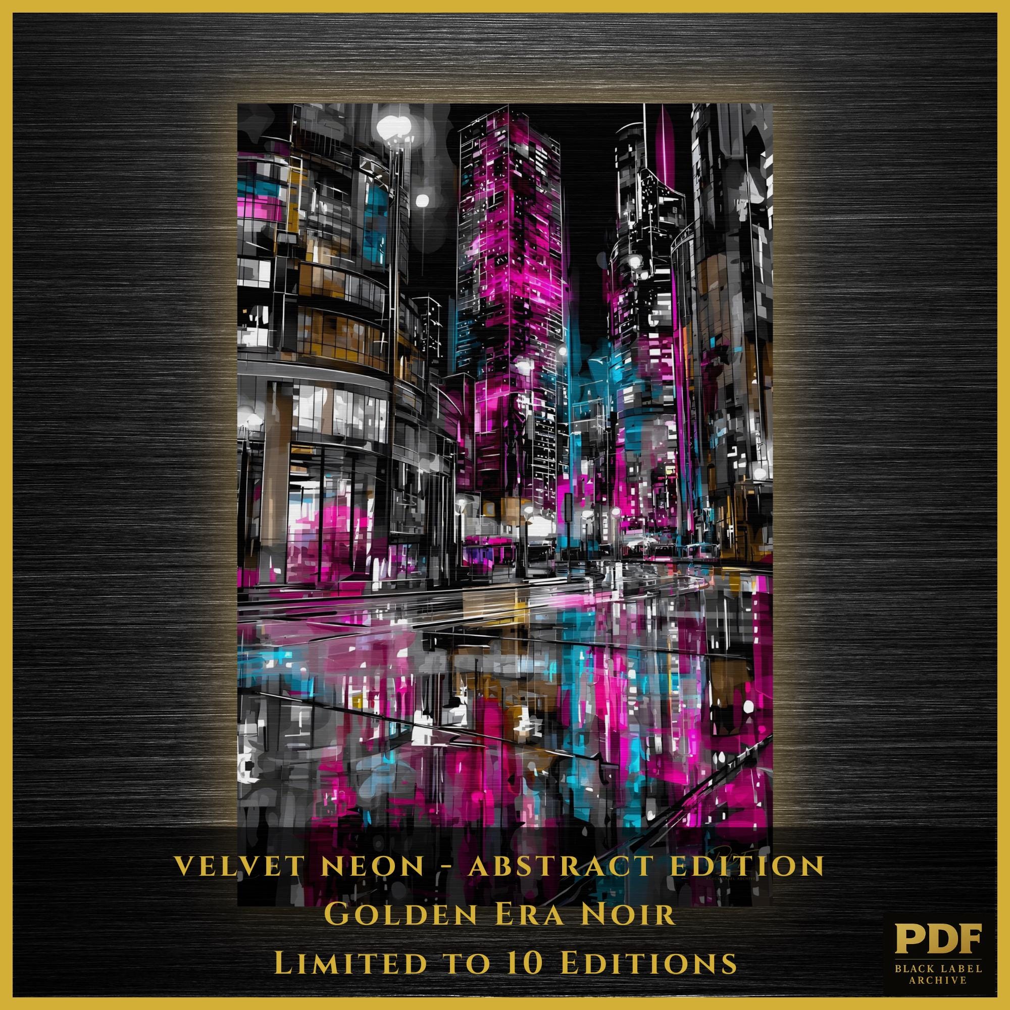 ベルベットネオン – アブストラクトエディション | 限定デジタルノワールアートプリント（10エディション）+壁紙 | PDF  ブラックレーベルコレクション - Etsy 日本, image size:2000x2000