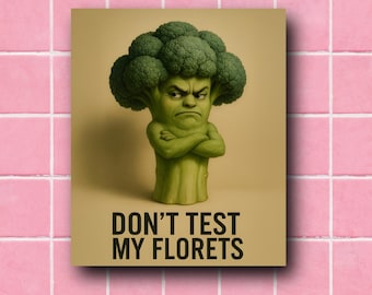 Grumpy Broccoli Print | Funny Kitchen Art Poster (Digital Download)