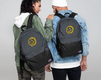 Smiley Face Embroidered Champion Backpack