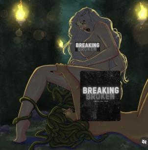 Breaking Broken NSFW Art Print - Dark fantasy Lesbian Sapphic Erotic Illustration - Sapphic horror wall art