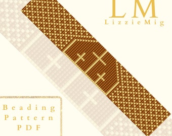 Cross Seed Bead Loom Bracelet Pattern, Geometric Woven Design (PDF Pattern)