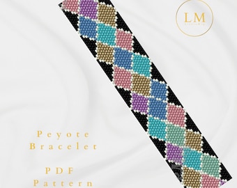 Mönster för armband med peyotesöm, geometrisk pärlvävstol (PDF-mönster)