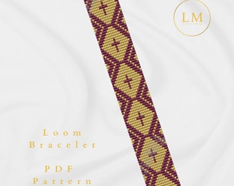 Cross Seed Bead Loom Bracelet Pattern, Geometric Woven Design (PDF Pattern)