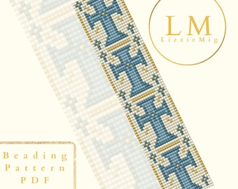 Cross Seed Bead Loom Bracelet Pattern, Geometric Woven Design (PDF Pattern)