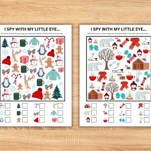 Winter I Spy Printable Activity Sheets, I Spy Game For Kids, Winter I Spy Game, Puzzles for Kids, Printable Activities for Kids, I Spy Games