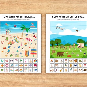 Summer I Spy Printable Activity Sheets, I Spy Game For Kids, Summer I Spy Game, Puzzles for Kids, Printable Activities for Kids, I Spy Games
