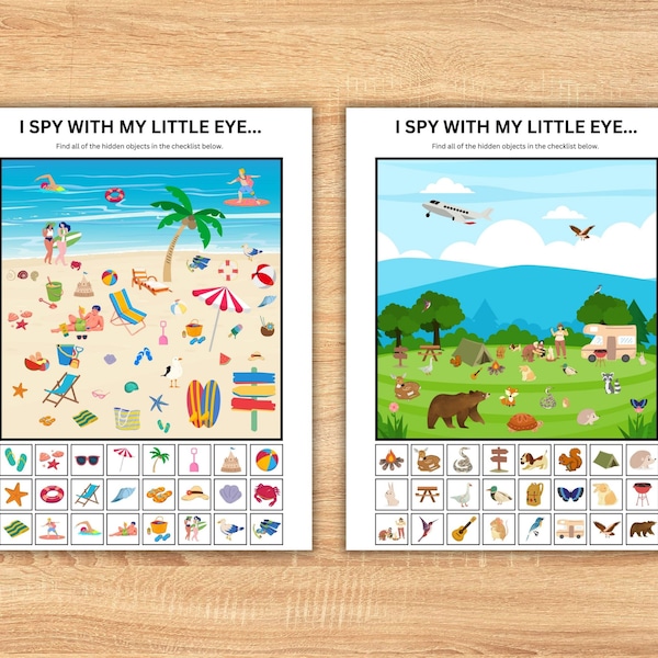 Summer I Spy Printable Activity Sheets, I Spy Game For Kids, Summer I Spy Game, Puzzles for Kids, Printable Activities for Kids, I Spy Games