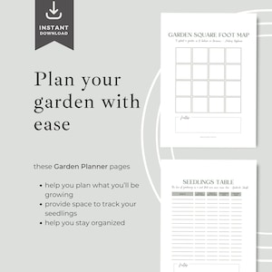 Plan je tuinpagina's, tuinplanner, tuinieren, direct downloaden, modern ontwerp, brief, halve letter, A4, A5