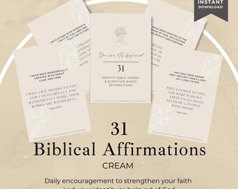 Christian Affirmation Cards | Printable Scripture Cards | Identity in Christ | Digital Biblical Affirmation Cards | For Women | Download