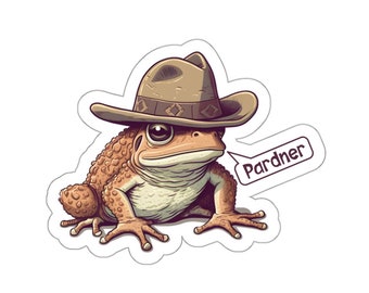Pardner - Western Toad Wearing a Cowboy Hat - Adorable Weird Animal Water/UV Resistant Die-Cut Vinyl Sticker - Free Shipping