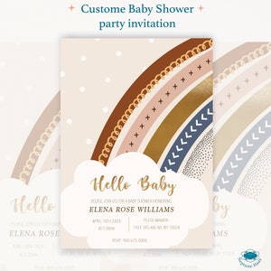 Invitation de fête de naissance bohème arc-en-ciel et sexe de Zazzle.be Liste d'envies Vous avez des idées ? Faire-part numérique personnalisé pour anniversaire de bébé