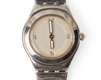Swatch Irony YGS132 Glanzend zwart Metalen band Gebruikt en gerenoveerd Etsy Nederland