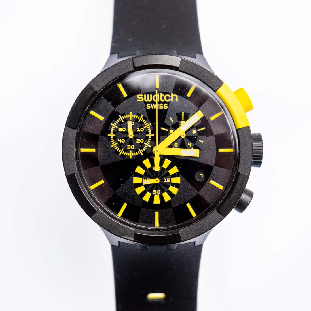 Swatch Chrono Big Bold - SB02B403 - Checkpoint Yellow - Used ...