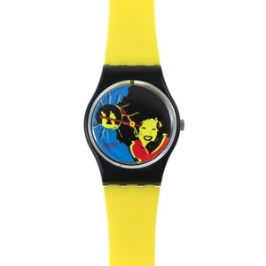 Vintage Retro Yess Yellow Watch New Battery Red Numbers Polka Dot Strap Funky Funky Watch | eBay main image 2