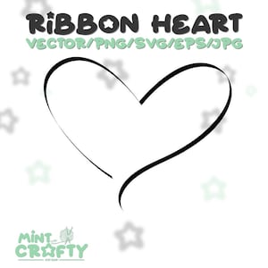 Ribbon Heart | 8 Instant Downloads in Black & White 2-SVG, 2-PNG, 2-EPS, 2-jpg digital download!