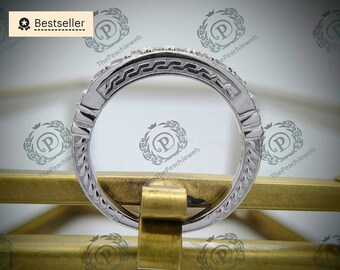 Vintage 1880's diamond wedding band antique bridal band ring stacking band dainty moissanite band in 935 argentium silver engagement ring